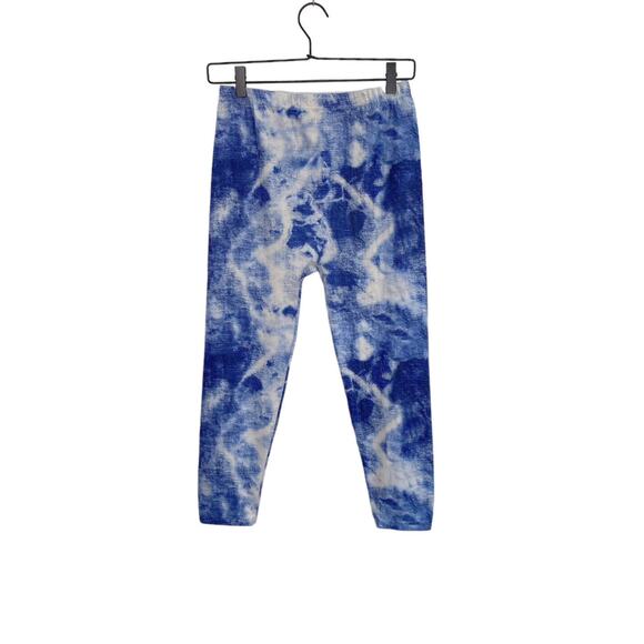 Base Layer Pants Womens L/XL Leggings Blue/Off-White Abstract Pattern 20” Inseam - Picture 2 of 9